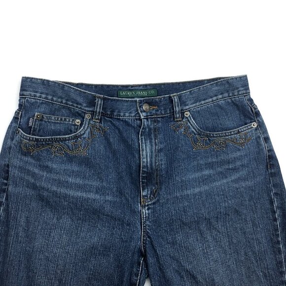 Lauren Ralph Lauren Women's Bootcut Jeans Western Embroidery Studs Cotton 12 - Picture 3 of 9